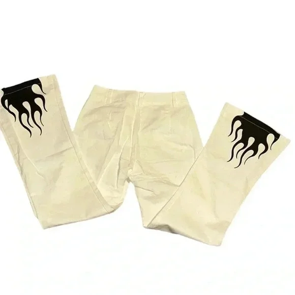 Flare leg white pants woman’s y2k waist 13.5, rise 9, inseam 29 - Picture 1 of 6